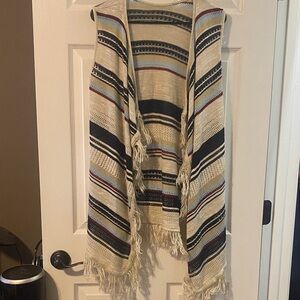 Striped Fringe Knit Vest